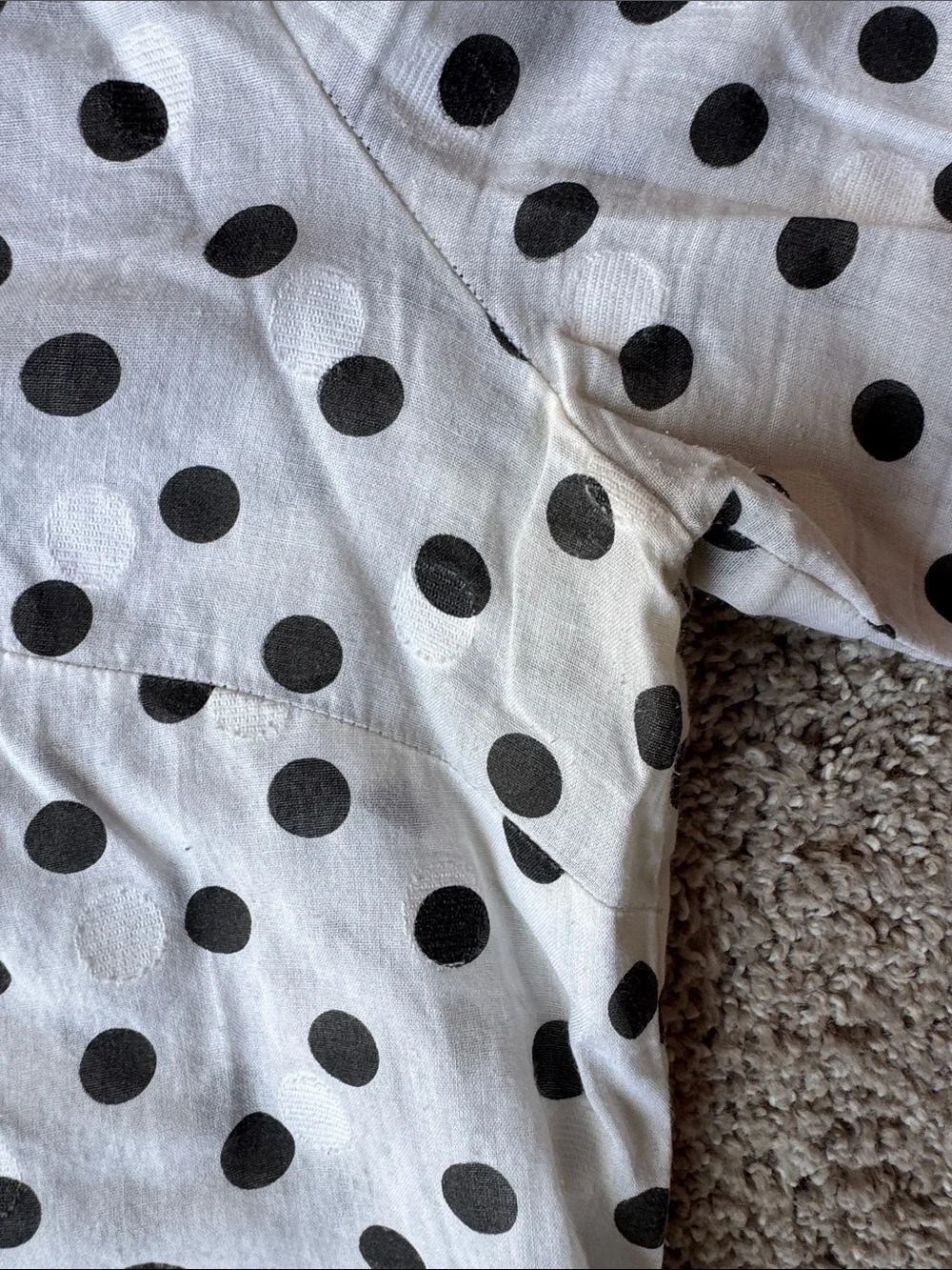 J. Crew White Button-Front Shirt with Black Polka Dots